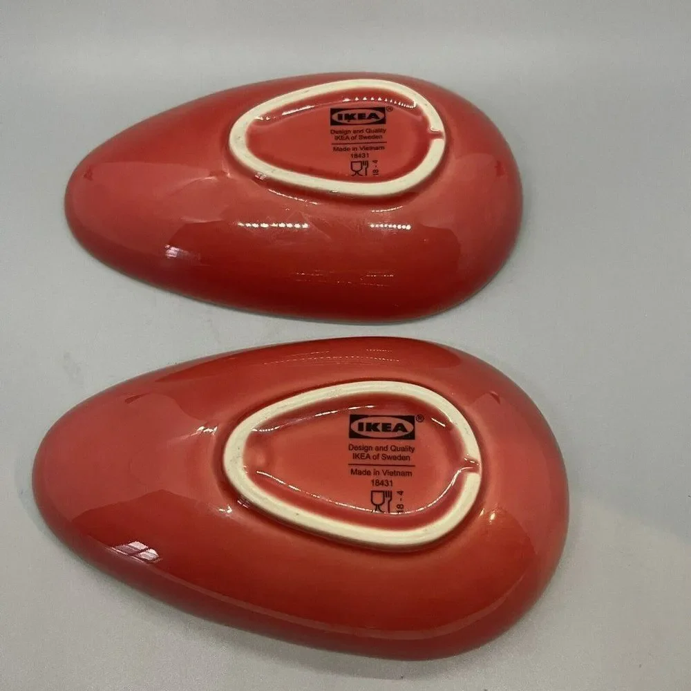 Set of‎ 2 IKEA Of Sweden Burnt Orange Egg Shaped Bowls Dishes 18431